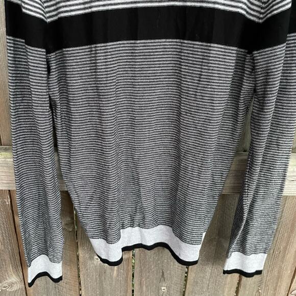 Saks Fifth Avenue Sweater Extra Fine Merino Wool Italy Striped Large NWT Preppy - Picture 6 of 11